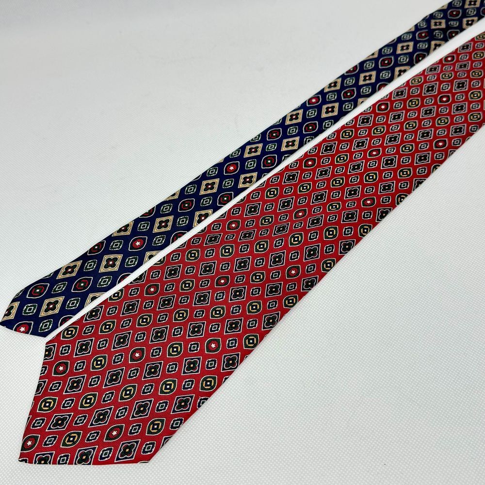 TOMMY HILFIGER 100%. Italian Silk Tie 2 Tone Red & Navy Blue Business‎ Office